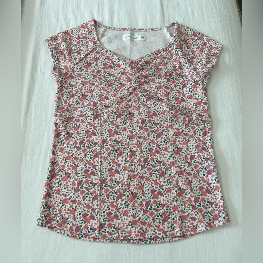 Abercrombie Kids Pink Floral V-Neck Top